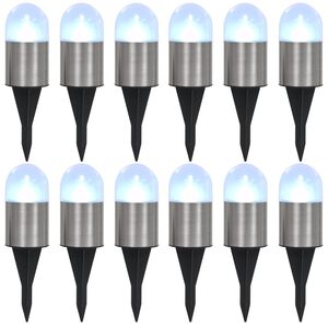 vidaXL p&auml;ikesepatareidega maapinnavalgustid, 12 tk LED-tuled, valge