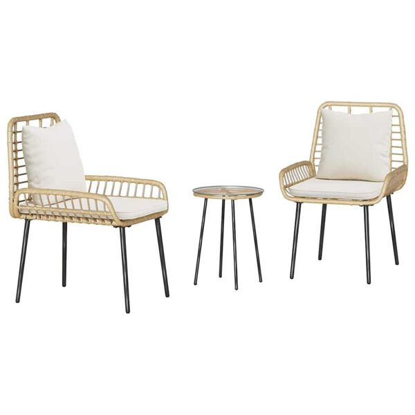 vidaXL Aia söögilaudade komplekt 3 pcs Pruun ja kreem polürotang