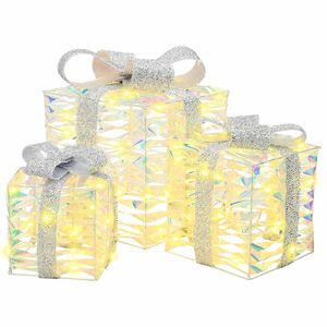 vidaXL Valgustatud j&otilde;ulukinkekarp 3 tk 150 LED-i Soe valge