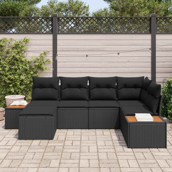 vidaXL Aia Diivanikomplekt padjaga 6 pcs Must Pol&uuml; Rattan