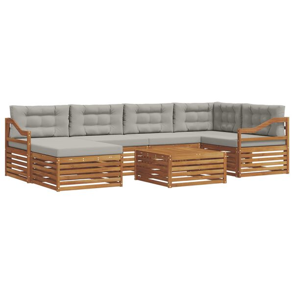 vidaXL V&auml;li diivanikomplekt padjaga 7 pcs Looduslik ja Hele Hall