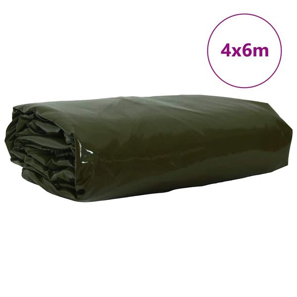 vidaXL Tarpaulin 650g / m&sup2; K&uuml;pset roheline 4 x 6 m L&otilde;uend PVC kattega