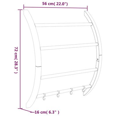 vidaXL konksudega käterätikuivati, hõbedane, 56x16x72 cm, alumiinium