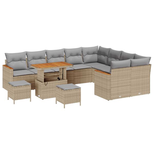 vidaXL Aia Diivanikomplekt padjaga padjaga 12 pcs Beež Pol&uuml; Rattan