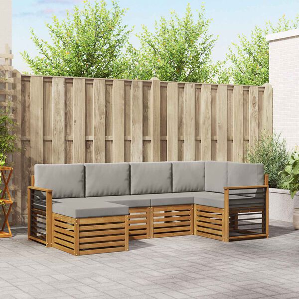 vidaXL Nurgadiivanikomplekt padjaga 6 pcs Looduslik ja Hele Hall