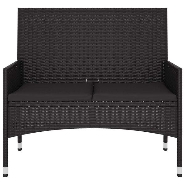 vidaXL 2-kohaline aiapink patjadega, must, polürotang