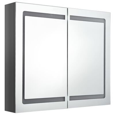 vidaXL LED vannitoa peegelkapp, säravhall, 80 x 12 x 68 cm