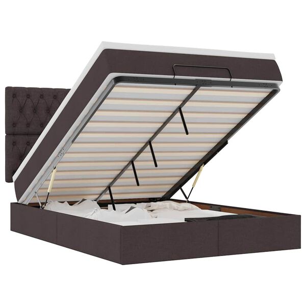 vidaXL ottomani voodi madratsita ja LED, tumepruun, 140x190cm, kangas