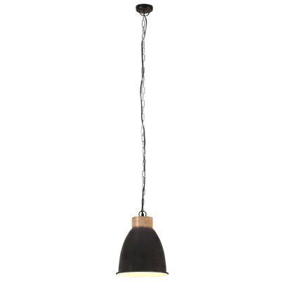 vidaXL tööstuslik laelamp, must, raud ja täispuit, 23 cm, E27