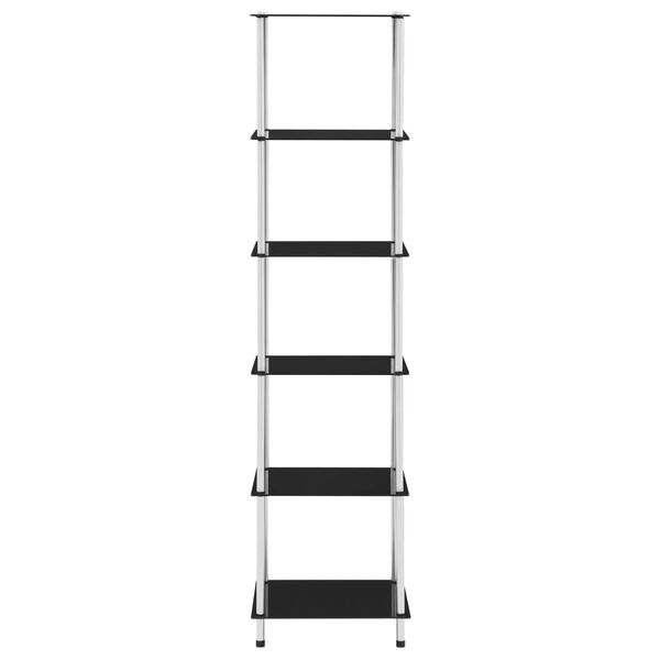 vidaXL 6-korruseline riiul, must 40 x 40 x 160 cm, karastatud klaas