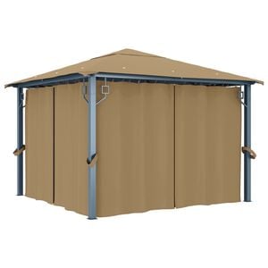 vidaXL varikatus kardinaga 300 x 300 cm, pruunikashall, alumiinium