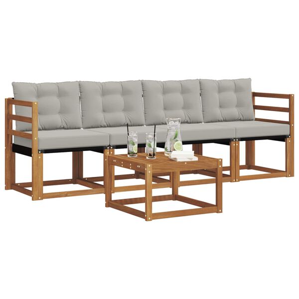 vidaXL V&auml;li diivanikomplekt padjaga 5 pcs Looduslik ja Hele Hall