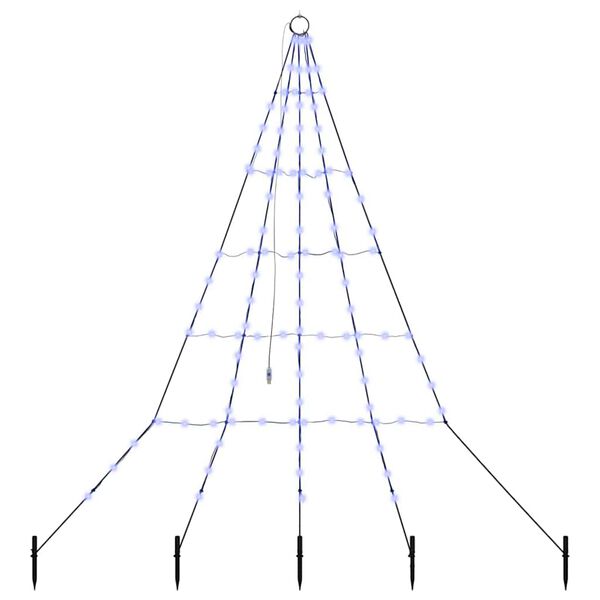 vidaXL LED jõulupuu maapinna tahvlitega Sinine 180 cm Metall