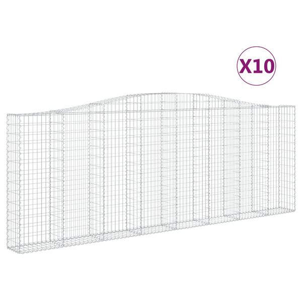 vidaXL kaarekujulised gabioonkorvid 10 tk, 400x30x140/160 cm, raud