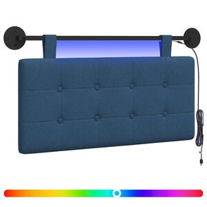 vidaXL Rippuv voodipeats LED-valgustusega Sinine kangas