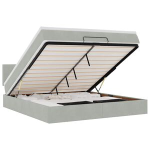 vidaXL ottomani voodi madratsiga, helehall, 160x200 cm, samet