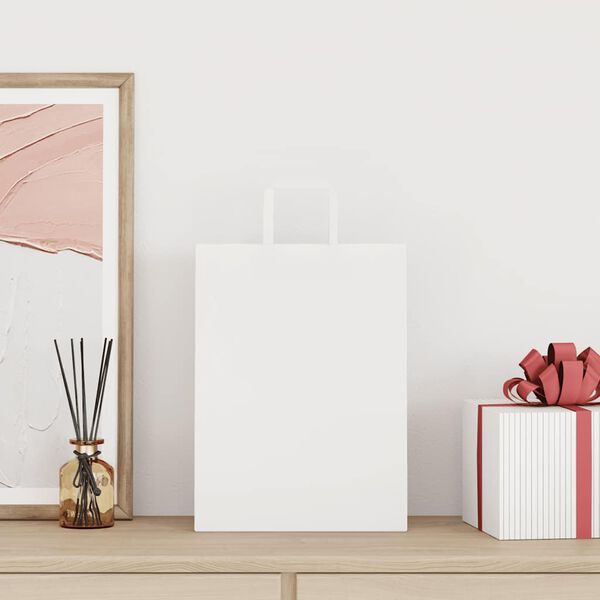 vidaXL paberkotid, 250 tk, käepidemetega, valge, 26x12x35 cm