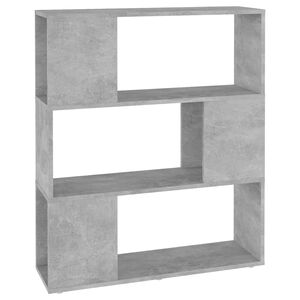 vidaXL raamaturiiul/ruumijagaja, betoonhall 80x24x94 cm puitlaastplaat