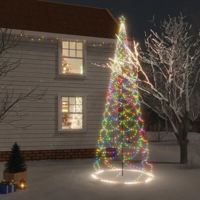 vidaXL jõulupuu metallist postiga, 1400 LEDi, värviline, 5 m