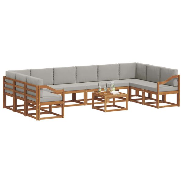 vidaXL V&auml;li diivanikomplekt padjaga 11 pcs Looduslik ja Hele Hall