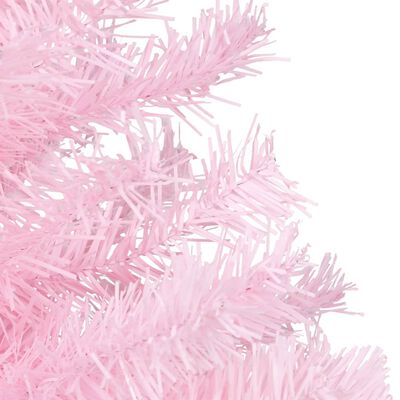 vidaXL valgustusega kunstkuusk kuulidega, roosa, 120 cm, PVC