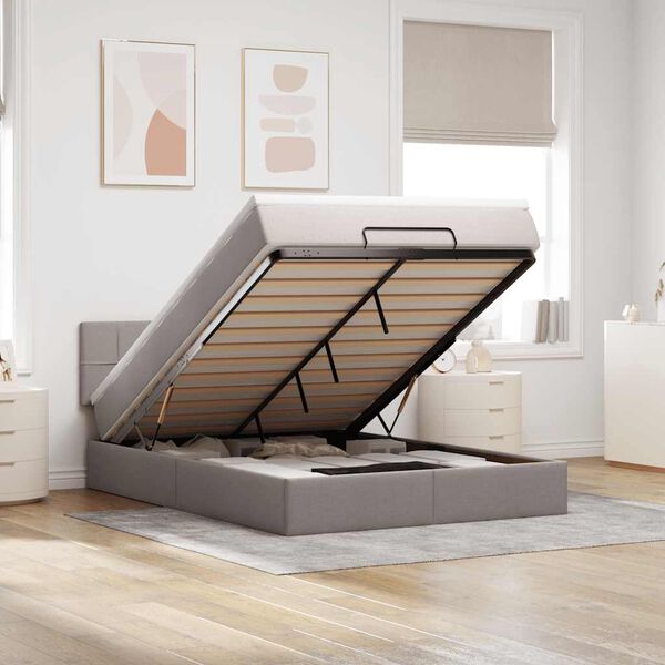 vidaXL ottomani voodi madratsita, hallikaspruun, 140x190 cm, kangas