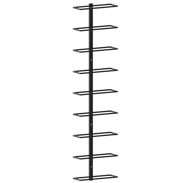 vidaXL seinale kinnitatav veiniriiul 9 pudelile, must raud