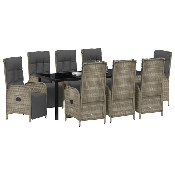 vidaXL Aia s&ouml;&ouml;gilaudade komplekt padjaga 9 pcs Hall pol&uuml;rotang