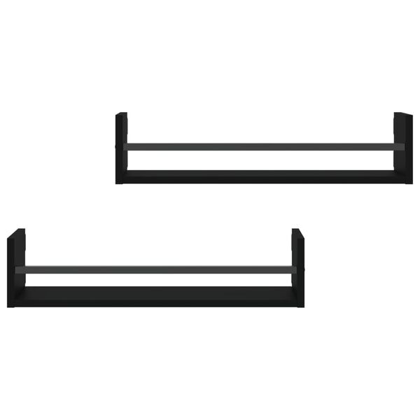 vidaXL lattidega seinariiulid 2 tk, must, 60 x 16 x 14 cm