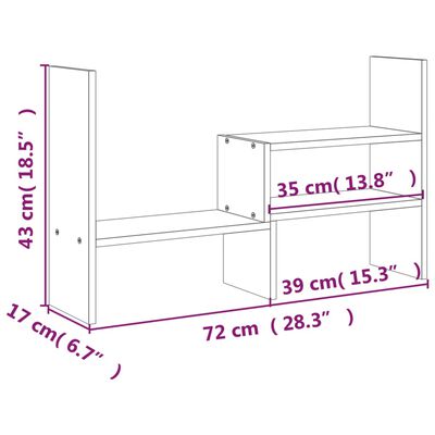 vidaXL monitorialus, meepruun, (39-72) x 17 x 43 cm, männipuit