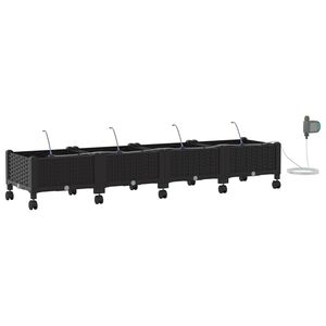 vidaXL Aiakonteiner Kastmise ja Ratastega 4 tk Must 160 x 40 x 28 cm