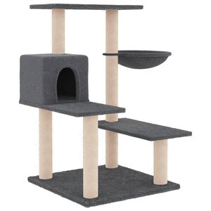 vidaXL kassimaja sisalk&ouml;itega kraapimispostidega, tumehall, 82,5 cm