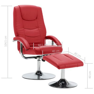 vidaXL allalastava seljatoega tool, jalapingiga, punane, kunstnahk