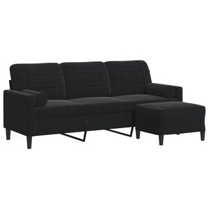vidaXL 3-kohaline diivan jalapingiga, must, 180 cm, samet
