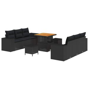 vidaXL Aia Diivanikomplekt padjaga Must 221 x 204 x 85 cm Pol&uuml; Rattan