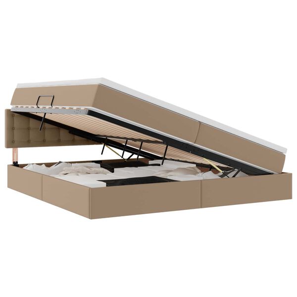 vidaXL Voodi hoiukohaga ja madratsiga peaga Kapputsino 200 x 200 cm