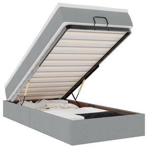 vidaXL Ottomani voodiraam madratsiga, helehall, 90x190cm, kangas