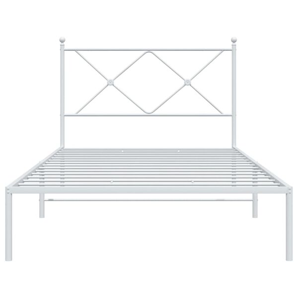 vidaXL metallist voodiraam peatsiga, valge, 107x203 cm