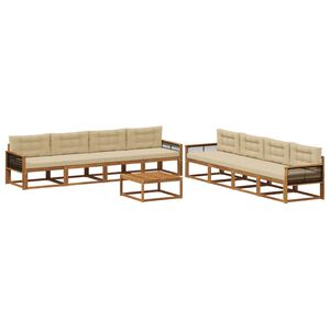 vidaXL V&auml;li diivanikomplekt padjaga 9 pcs Looduslik ja beež