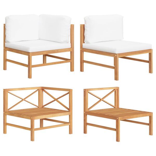 vidaXL 2-osaline aiam&ouml;&ouml;bli komplekt, kreemjasvalged padjad, tiikpuu