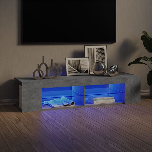 vidaXL telerialus LED-tuledega, betoonhall, 135x39x30 cm