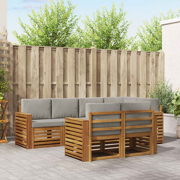 vidaXL Nurgadiivanikomplekt padjaga 7 pcs Looduslik ja Hele Hall