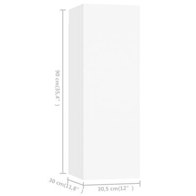 vidaXL 8-osaline telerikappide komplekt, valge, puitlaastplaat