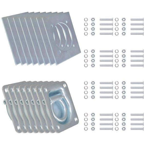 vidaXL j&auml;relk&auml;ru sidumisr&otilde;ngad 8 tk, tsingitud teras, 2000 kg