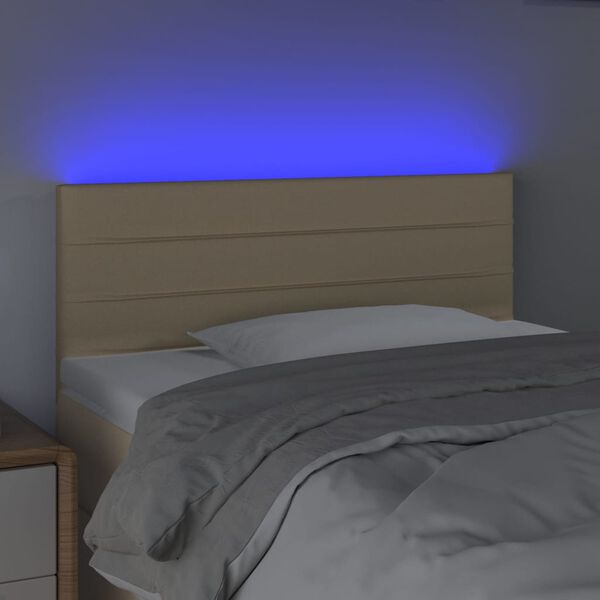 vidaXL LED-voodipeats, kreemjas, 100x5x78/88 cm, kangas