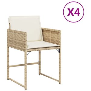 vidaXL aiatoolid koos istmepatjadega 4 tk, beež, pol&uuml;rotang