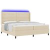 vidaXL LED Box Spring Voodi madratsiga peaga cream 200 x 200 cm kangas