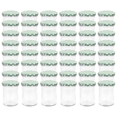 vidaXL klaasist moosipurgid valge ja rohelise kaanega 48 tk, 400 ml