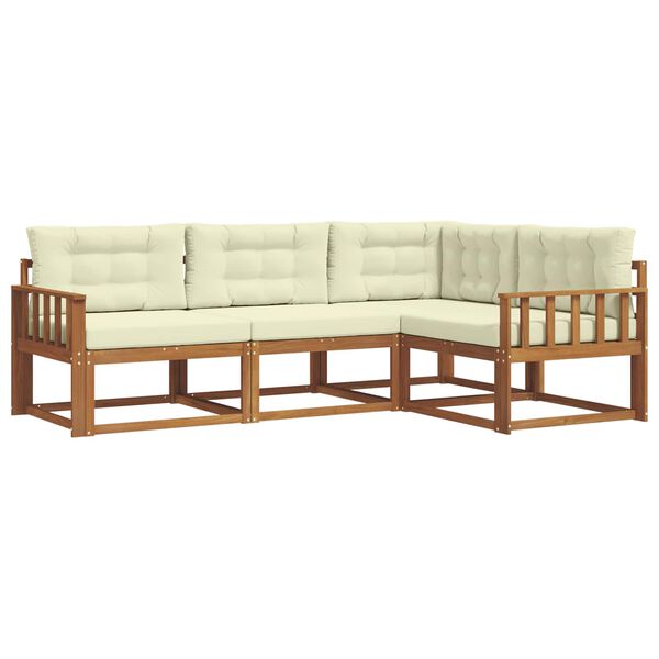 vidaXL V&auml;li diivanikomplekt padjaga 4 pcs Looduslik ja kreem