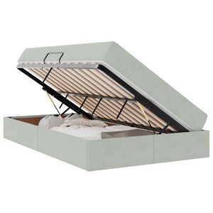 vidaXL Voodi hoiukohaga ja madratsiga Helehall 120 x 190 cm Samet